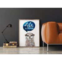 Otter, Kunstdruck, Wandkunst, Geschenk Für Sie, Schwimmen Liebhaber Geschenk, Wohnkultur, Bürodekor, Geburtstagsgeschenk, Inspirierend von UrbanJungleStories