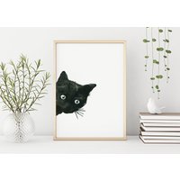 Schwarze Katze, 29, 7 X 42 cm Geschenk, Aquarell, Wohnkultur, Geburtstagsgeschenk, Tier Poster, Schlafzimmer Dekor, Housewarminggeschenk von UrbanJungleStories