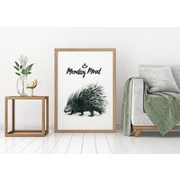 Stachelschwein Druck, 29, 7x42 cm, Poster, Stachelschwein, Aquarell, Tier Niedliche Tier, Zitate, Natur, Urbanjunglestories von UrbanJungleStories