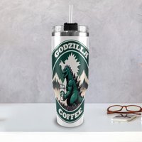 Edelstahl Becher Kaffee 40Oz Godzilla Gojira Kaiju Cartoon Comics Retro Monster Vintage Mit Griff Godzillas Dinosaur von UrbanShopEU