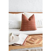 Lendenkissen-Abzug | Handgefertigtes Kissen Aus Baumwolle Boho Terrakottafarbenes Baumwollkissen Weicher Terracottafarbener Baumwollstoff Mit Weißen von UrbanTroos