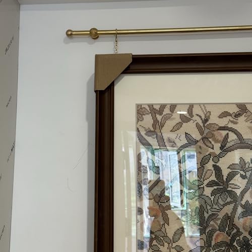 Bilderschienen Aufhängesystem Messing-Bilderaufhänger mit Stoppern, Flexible Bilderaufhängerschnur mit Stange, Schiene für Doppelten Bilderrahmen, Dekorative Bilderaufhänger(1.9m(74.8") Rod) von UrbanUp