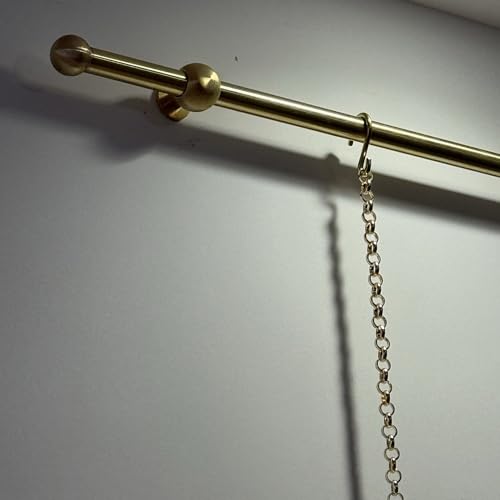 Bilderschienen Aufhängesystem Messingstange mit Goldenen Ketten, Haken, Stoppern und D-Ringen, Aufhängestange für Kunstwerke im Französischen Stil, Bilder-/ Spiegelrahmenaufhängung(1.3m(51.2") Rod) von UrbanUp