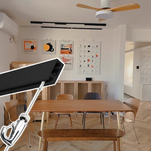 Bilderschienen Aufhängesystem Wandschienen-Set mit verstellbaren Haken und Drähten, Schwarze Bilderaufhänger für Rahmen, Bilderaufhänger für Bilderausstellungen(3.3'/1m Cable,20"/50cm Track) von UrbanUp