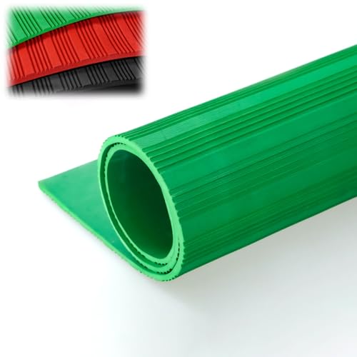 Gummimatte Schwarz/Rot/Grün – Strapazierfähige Gummi-Bodenmatte Gegen Stromschlag, Flexibler Wellbodenbelag, Werkbank-Bodenschutzmatte(Green,5mx1mx10mm(16'x3'x3/8")) von UrbanUp