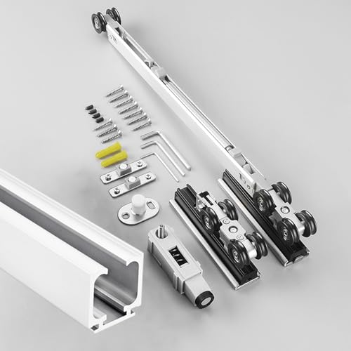 Schiebetür Komplettset Oben Montierte Bypass-Türschiene mit Leichtgängigen Rollen, Moderne Schiebetürschiene per Klick-Öffnen, Aluminium-Türaufhänger-Set(White,7m(23.0ft)) von UrbanUp