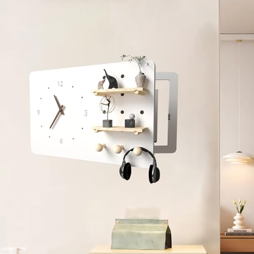 Stromkasten Verkleidung Wanddeko fürs Wohnzimmer: Multifunktionale Sicherungskastenabdeckung, Schalttafelabdeckung mit Uhr und Stecktafel, Verteilerkastenabdeckungen(45x35cm(17 3/4x13 3/4")) von UrbanUp
