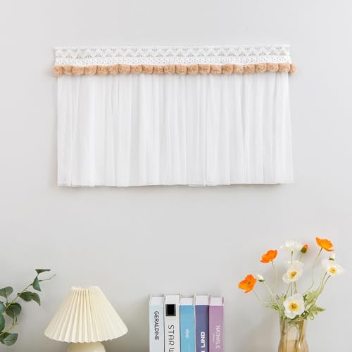 Stromkasten Verkleidung Wohn-/ Badezimmerdeko: Schalttafelabdeckung, Atmungsaktiver Zählerkastenvorhang, Stilvoller Verteilerkasten mit Spitzenbesatz und Fellknäuel(Style B,40x35cm(15 3/4x13 3/4")) von UrbanUp