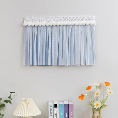 Stromkasten Verkleidung Wohn-/ Badezimmerdeko: Schalttafelabdeckung, Atmungsaktiver Zählerkastenvorhang, Stilvoller Verteilerkasten mit Spitzenbesatz und Fellknäuel(Style C,60x40cm(23 5/8x15 3/4")) von UrbanUp