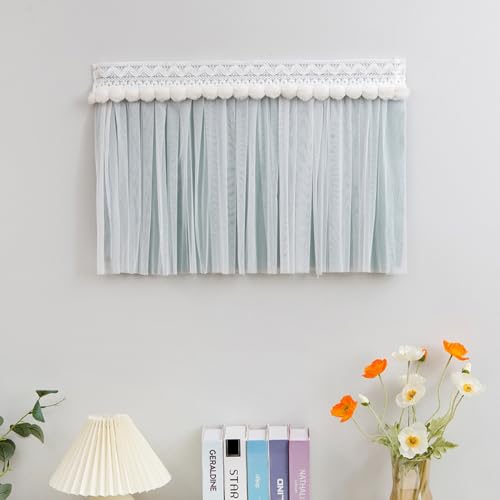 Stromkasten Verkleidung Wohn-/ Badezimmerdeko: Schalttafelabdeckung, Atmungsaktiver Zählerkastenvorhang, Stilvoller Verteilerkasten mit Spitzenbesatz und Fellknäuel(Style D,60x60cm(23 5/8x23 5/8")) von UrbanUp