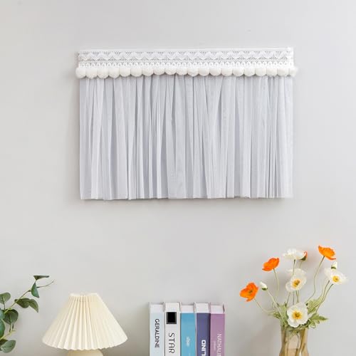 Stromkasten Verkleidung Wohn-/ Badezimmerdeko: Schalttafelabdeckung, Atmungsaktiver Zählerkastenvorhang, Stilvoller Verteilerkasten mit Spitzenbesatz und Fellknäuel(Style F,40x40cm(15 3/4x15 3/4")) von UrbanUp
