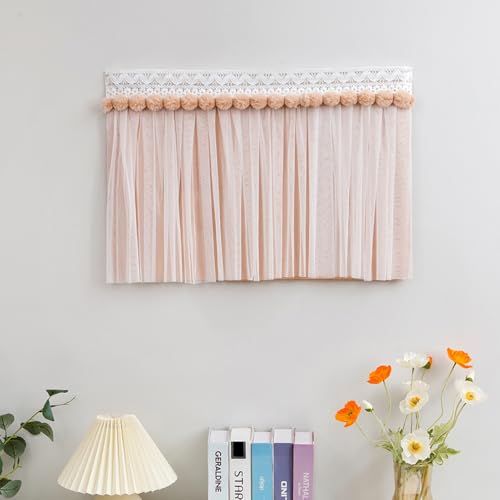 Stromkasten Verkleidung Wohn-/ Badezimmerdeko: Schalttafelabdeckung, Atmungsaktiver Zählerkastenvorhang, Stilvoller Verteilerkasten mit Spitzenbesatz und Fellknäuel(Style G,60x70cm(23 5/8x27 1/2")) von UrbanUp