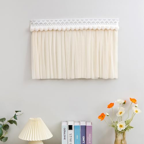 Stromkasten Verkleidung Wohn-/ Badezimmerdeko: Schalttafelabdeckung, Atmungsaktiver Zählerkastenvorhang, Stilvoller Verteilerkasten mit Spitzenbesatz und Fellknäuel(Style H,40x50cm(15 3/4x19 3/4")) von UrbanUp