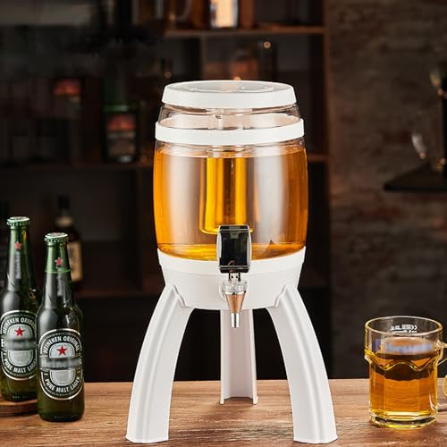 UrbanUp Biersäule Biersäule und Abnehmbarer Ständer, Getränkesäulenspender für Mimosa, Getränkesäule 3 L Mimosa Tower, Leuchtender und Transparenter Getränkekühler(White) von UrbanUp
