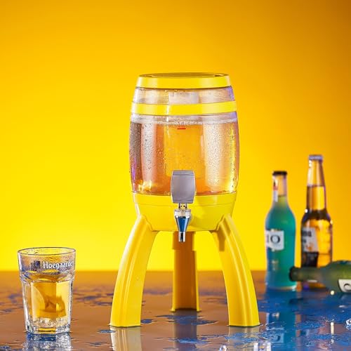 UrbanUp Biersäule Tragbarer Bierzapfhahn für die Heimische Kneipe, Abnehmbarer Getränkezapfhahn mit Ständer, Schwarz/Weiß/Gold Getränkezapfhahn mit Gefrierschlauch(Yellow) von UrbanUp