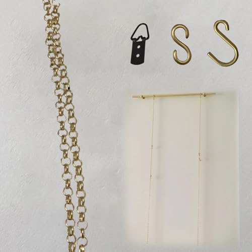 UrbanUp Bilderschienen Aufhängesystem Gemälde-Aufhängeschnur/Bildaufhängestreifen, Goldkette zum Aufhängen von Spiegeln/Rahmen/Lampen/Werbetafeln/Körben, 1 M Lange Messingfeder und S-Haken(4pcs) UrbanUp Bilderschienen Aufhängesystem Gemälde-Aufhängeschnur/Bildaufhängestreifen, Goldkette zum Aufhängen von Spiegeln/Rahmen/Lampen/Werbetafeln/Körben, 1 M Lange Messingfeder und S-Haken(4pcs) von UrbanUp