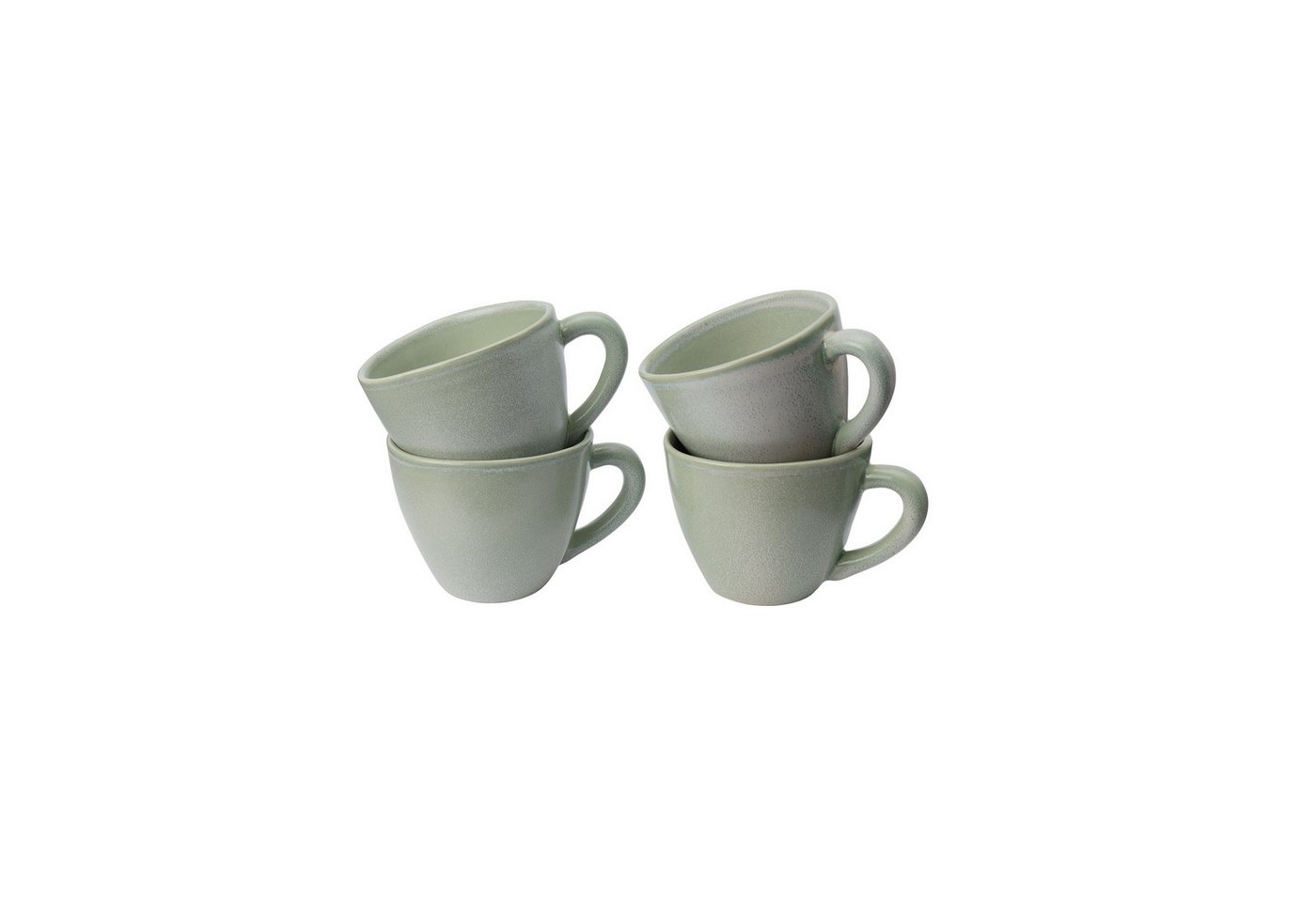 Urbanara Becher Capela, 100% Steingut, handgefertigt, Steinzeug, Pistazie - 4er-Set - 8x11 cm von Urbanara