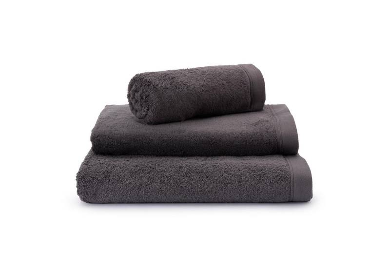 Urbanara Handtuch Handtuch - Faia - Anthrazit - 4er-Set -, Frottier (4-St), Frottier-Handtuch Set 4-tlg - 100% Bio-Baumwolle von Urbanara