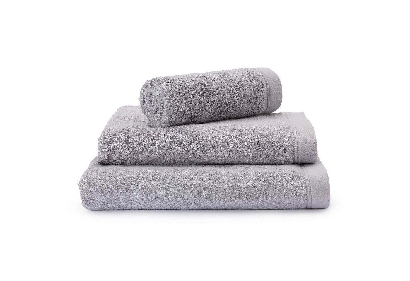 Urbanara Handtuch Handtuch Faia - Hellgrau - 4er Set - 2x Handtuch 2x Duschtuch, Frottier (4-St), Frottier-Handtuch Set 4-tlg - 100% Bio-Baumwolle von Urbanara
