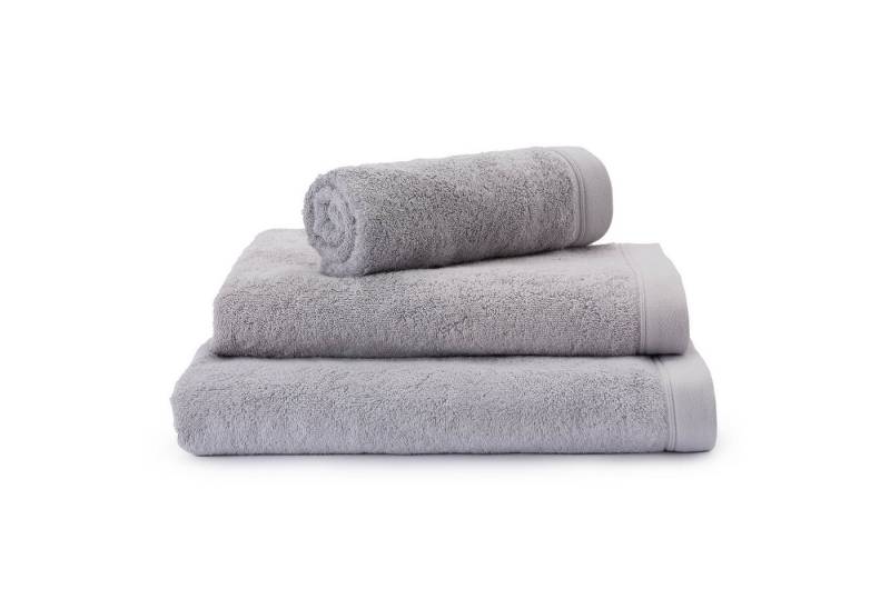 Urbanara Handtuch Handtuch Faia - Hellgrau - 4er Set - 2x Handtuch 2x Duschtuch, Frottier (4-St), Frottier-Handtuch Set 4-tlg - 100% Bio-Baumwolle von Urbanara
