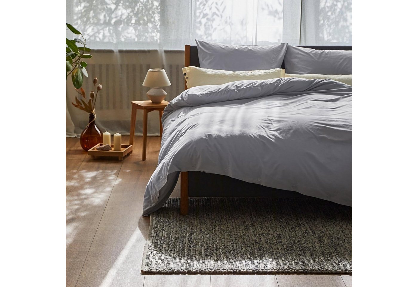 Urbanara Partnerbettwäsche Bettwäsche-Set Perpignan I 100% Baumwolle (Gekämmt), Perkal, 2 teilig, Schlichte Perkal Bettwäsche Atmungsaktiv & Leicht von Urbanara