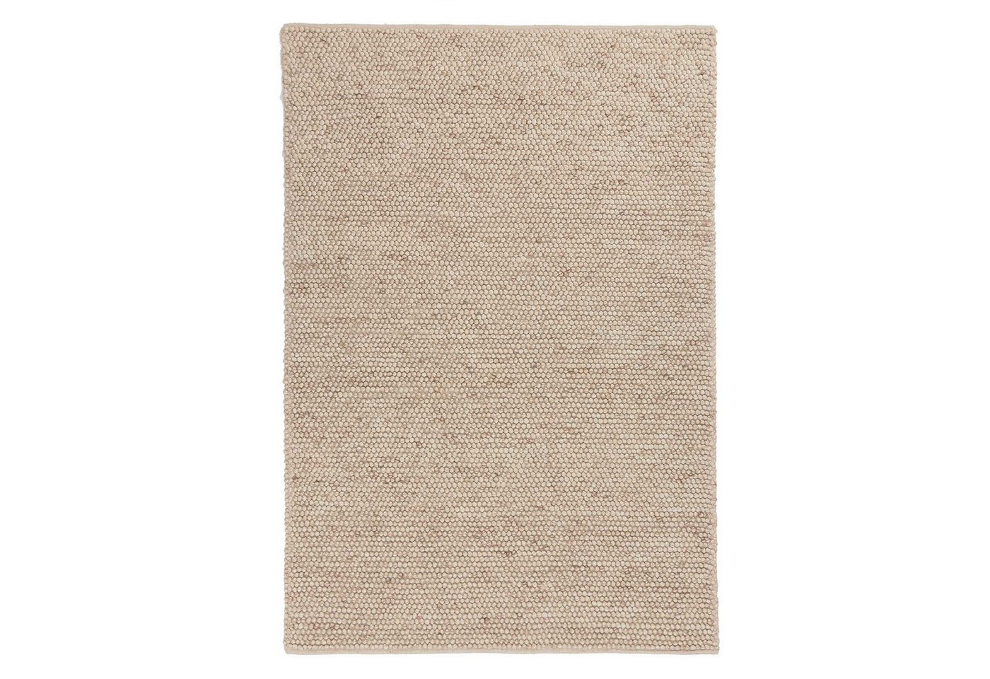 Wollteppich Teppich Ravi 140x200 cm - 60% Wolle, Naturweiß, Urbanara, Rechteckig, Höhe: 15 mm, Handgewebter Wollteppich mit Mellierung & Grober Struktur von Urbanara