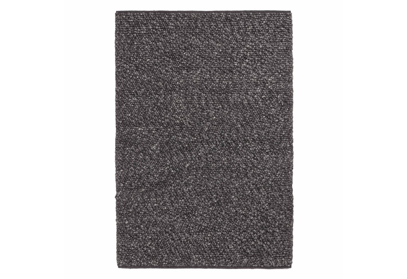 Wollteppich Teppich Ravi Mix 140x200 cm - 70% Wolle, Anthrazit, Urbanara, Rechteckig, Höhe: 15 mm, handgewebter Wollteppich mit unterschiedlich hohem Schlingen-Flor von Urbanara