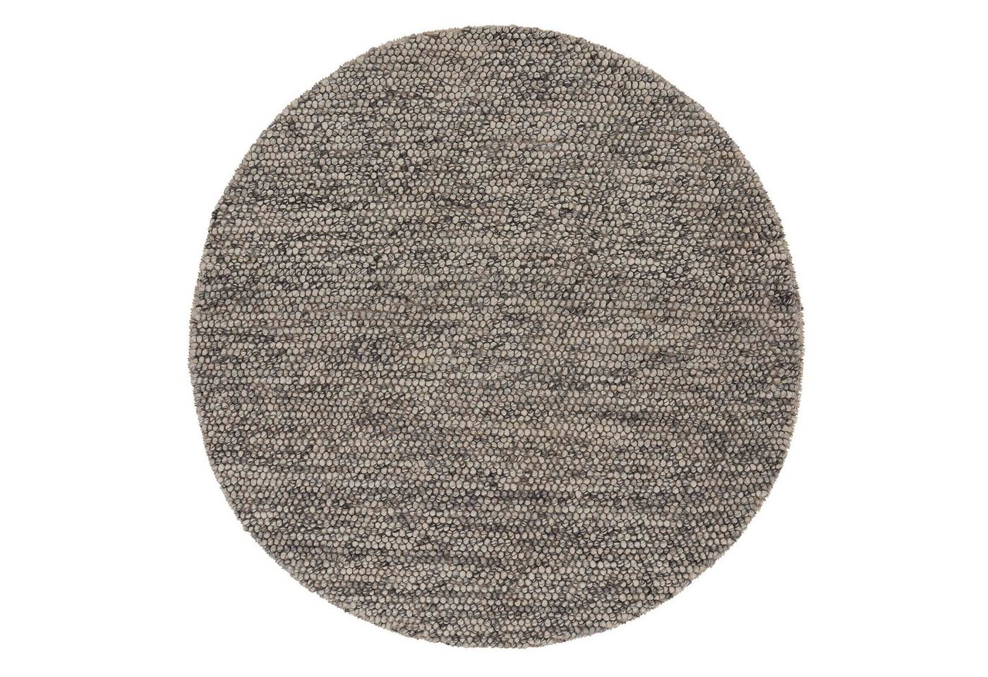 Wollteppich Teppich Ravi rund 90 cm - 60% Wolle, Eierschale, Urbanara, Rund, Höhe: 15 mm, Handgewebter Wollteppich mit Mellierung & Grober Struktur von Urbanara