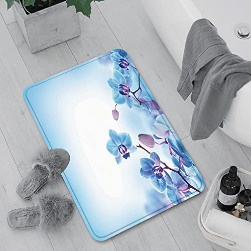 Badematte rutschfest, Badteppich für Badezimmer,Blumendekor, Orchideen asiatische natürliche Blumen Reflexionen auf Wasser für den Früh,Waschbar Badezimmerteppich für Wohnzimmer Schlafzimmer 60x100 cm von Urbanrags