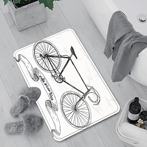 Badematte rutschfest, Badteppich für Badezimmer,Fahrrad, fahren Sie mit Ihrem Fahrrad Schriftzug mit nostalgischen Mountainbike handgez,Waschbar Badezimmerteppich für Wohnzimmer Schlafzimmer 60x100 cm von Urbanrags