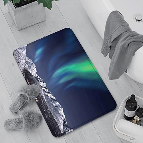 Badematte rutschfest, Badteppich für Badezimmer,Himmel, Aurora Borealis Aurora über den Fjorden bei Nacht Norway Solar Image Artwork, R,Waschbar Badezimmerteppich für Wohnzimmer Schlafzimmer 60x100 cm von Urbanrags