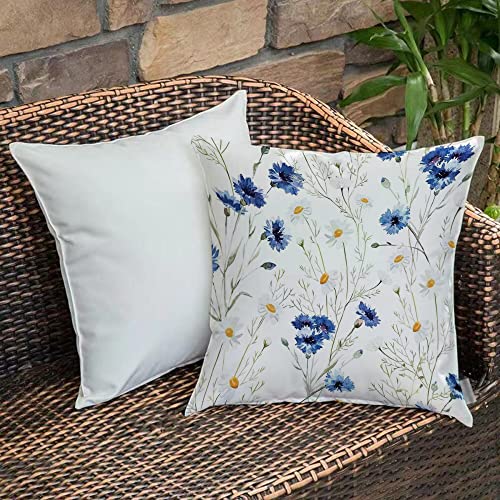 Kissenbezug 45x45 cm,Aquarell Blume, Wildblumen und Kornblumen Gänseblümchen Blüten Blütenk,Outdoor Kissen Kissenbezüge Kissenhülle Sofa Kissen dekokissen Zierkissen für Wohnzimmer Garten deko draußen von Urbanrags