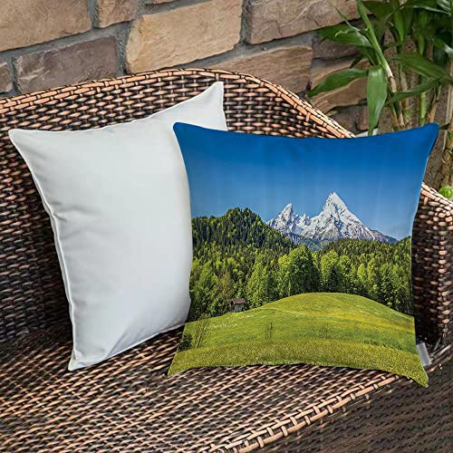 Kissenbezug 45x45 cm,Bayerische Alpen mit Dorf Berchtesgaden und Watzmann-Massiv, Nationalp,Outdoor Kissen Kissenbezüge Kissenhülle Sofa Kissen dekokissen Zierkissen für Wohnzimmer Garten deko draußen von Urbanrags