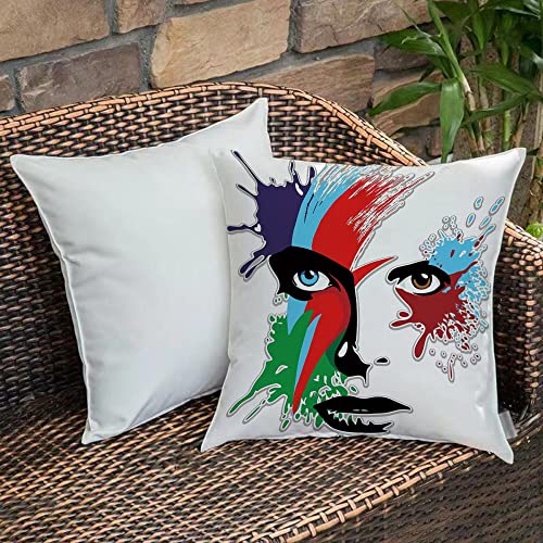 Kissenbezug 45x45 cm,David Bowie Dekor, Bowies Eyes Ziggy Stardust Ausdruck inspirierte Kun,Outdoor Kissen Kissenbezüge Kissenhülle Sofa Kissen dekokissen Zierkissen für Wohnzimmer Garten deko draußen von Urbanrags