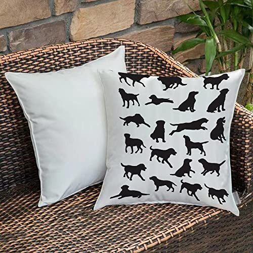 Kissenbezug 45x45 cm,Labrador, Schwarze Silhouetten von Haustieren in verschiedenen Stellun,Outdoor Kissen Kissenbezüge Kissenhülle Sofa Kissen dekokissen Zierkissen für Wohnzimmer Garten deko draußen von Urbanrags