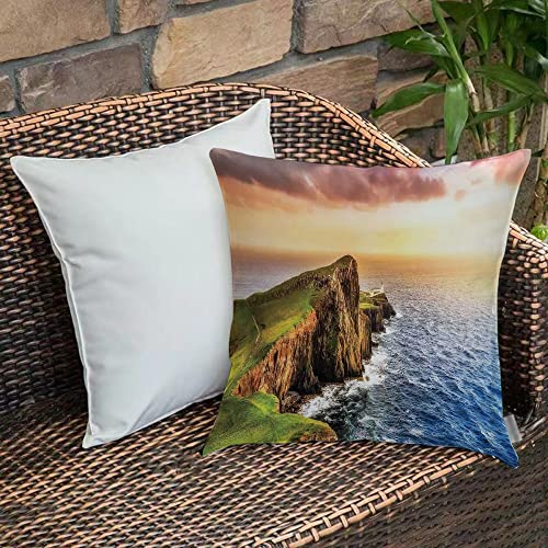 Kissenbezug 45x45 cm,Leuchtturm Dekor, bunte Ocean Coast Panorama Neist Point Leuchtturm Sc,Outdoor Kissen Kissenbezüge Kissenhülle Sofa Kissen dekokissen Zierkissen für Wohnzimmer Garten deko draußen von Urbanrags