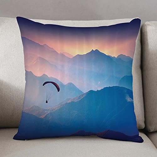 Kissenbezug 50 x 50 cm,Sport-Set, Paraglide fliegen über die majestätischen Berge Morning Valley S,Dekor Kissenhülle Kissenbezüge mit Verstecktem Reißverschluss, Couchkissen,Sofakissen Kopfkissenbezug von Urbanrags