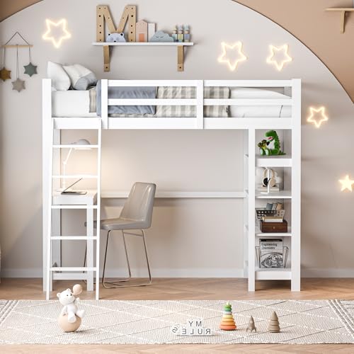 Urbihive Kinderbett 90x200cm Hochbett mit Schreibtisch und stauraum,Kinder mit treppe,Weiß,Für Kinderzimmer und Jugendliche Urbihive Kinderbett 90x200cm Hochbett mit Schreibtisch und stauraum,Kinder mit treppe,Weiß,Für Kinderzimmer und Jugendliche von Urbihive