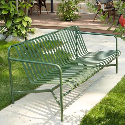 Urceitg Gartenbank, Gartenbänke, Terrassenbank mit Eisen-Stahl-Rahmen und Rückenlehne, Metall-Gartenmöbel für Rasen, Garten, Veranda, Arbeitszimmer, Eingangsbereich(120cm) von Urceitg