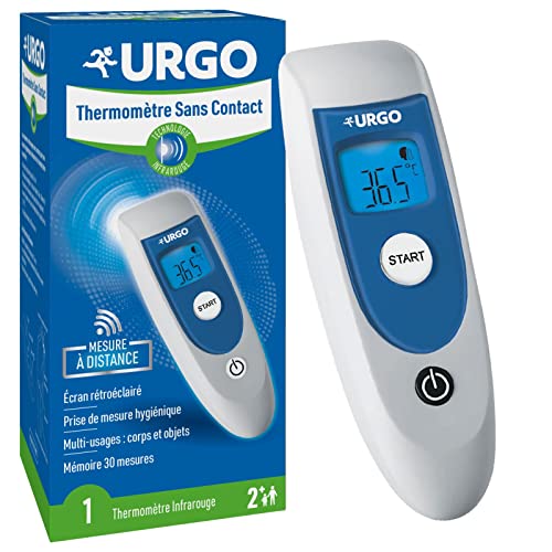 Urgo - Berührungsloses Thermometer – Infrarot-Technologie – vielseitig einsetzbar für Körper und Objekte – Display mit Hintergrundbeleuchtung – akustischer Alarm für Fieber – ab 2 Jahren von Urgo