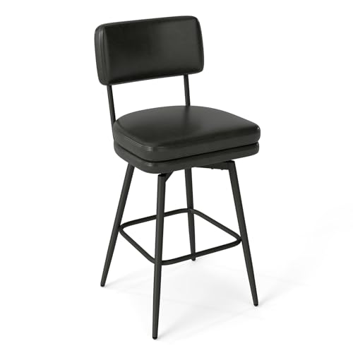 Urhanherry 360°drehbarer Barhocker 1er Set mit Lehne, Mid-Century-Stil, Barstuhl mit Rückenlehne Fußstütze für Theke, Küche, Hausbar, Doppeltes Sitzkissen-Design - Tintenschwarz Urhanherry 360°drehbarer Barhocker 1er Set mit Lehne, Mid-Century-Stil, Barstuhl mit Rückenlehne Fußstütze für Theke, Küche, Hausbar, Doppeltes Sitzkissen-Design - Tintenschwarz von Urhanherry