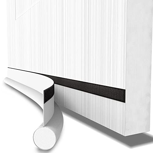 Urhome 2 x Zugluftstopper für Türen in Weiß | Klettverschluss | Selbstklebende Türbodendichtung | einseitige Türisolierung | Schutz vor Lärm und Zugluft | Länge 92 cm von Urhome