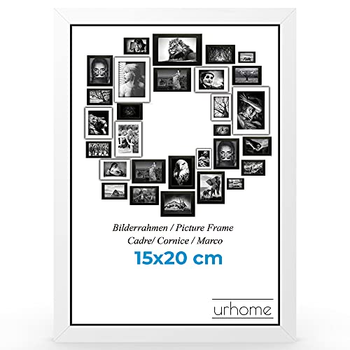 Urhome Bilderrahmen 15 x 20 cm aus Abachi Holz Weiß mit Standfuß und Kunststoffscheibe - Ayous Fotorahmen für Bilder Kunstdrucke Fotos Gemälde Rahmen zum Aufstellen von Urhome