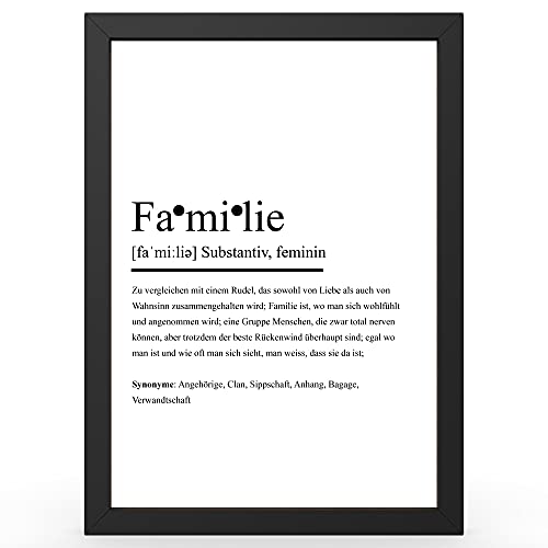 Urhome DIN A3 Kunstdruck Definition Familie ohne Rahmen - Worterklärung wie im Duden Lexikon als Wanddeko Spruch-Poster Deko Wandbild mit Spruch gerahmt für Wohnung Familie Geschenk von Urhome