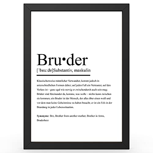 Urhome DIN A4 Kunstdruck Definition Bruder ohne Rahmen - Worterklärung wie im Duden Lexikon als Wanddeko Spruch-Poster Deko Wandbild mit Spruch für Wohnung Familie Geschenk von Urhome