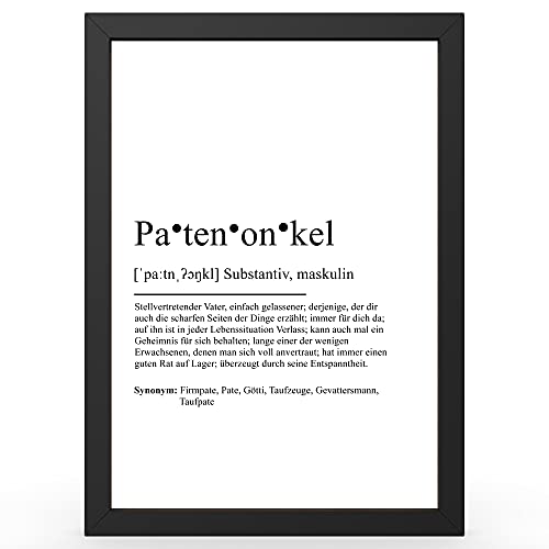 Urhome DIN A4 Kunstdruck Definition Patenonkel - Worterklärung wie im Duden Lexikon als Wanddeko Spruch-Poster Deko Wandbild mit Spruch gerahmt für Wohnung Familie Geschenk von Urhome