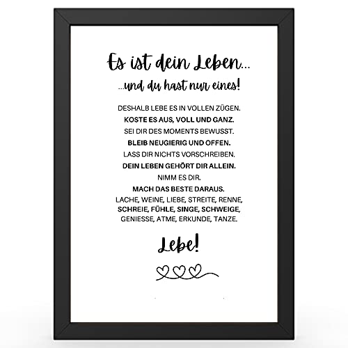 Urhome DIN A5 Kunstdruck Definition Es ist dein Leben ohne Rahmen - Worterklärung wie im Duden Lexikon als Wanddeko Spruch-Poster Deko Wandbild mit Spruch gerahmt für Wohnung Familie Geschenk von Urhome