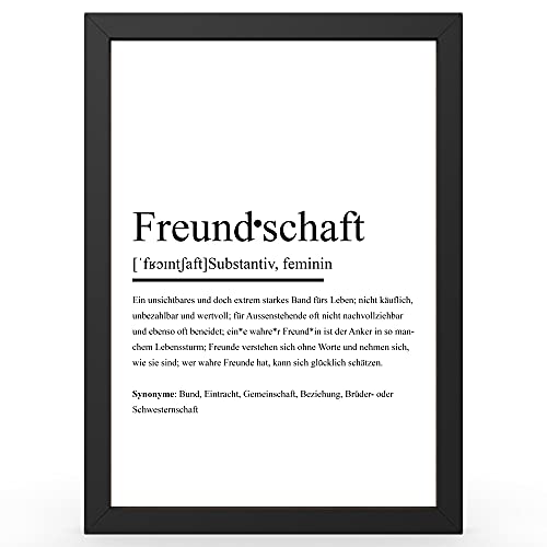 Urhome DIN A5 Kunstdruck Definition Freundschaft ohne Rahmen - Worterklärung wie im Duden Lexikon als Wanddeko Spruch-Poster Deko Wandbild mit Spruch gerahmt für Wohnung Familie Geschenk von Urhome