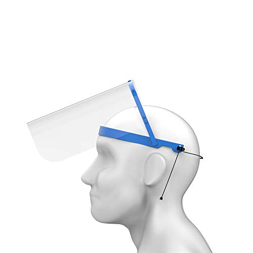 Gesichtsschutz aus Kunststoff - Gesichtsschutzmaske Gesichtsvisier Schutzmaske Visier Face Shield | 1 x Visier + Halter in Blau von Urhome