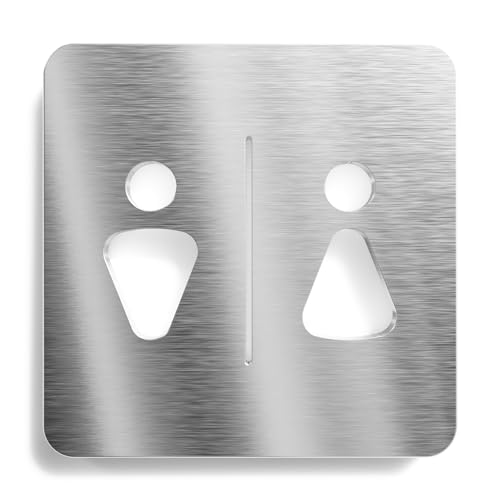 Urhome Herren Damen Toilette Schild aus V2A Edelstahl - Laserschnitt Piktogramm Gravur Türschild - Hinweisschild für Wand Tür - Männer Frauen WC Infoschild für Innen und Außen von Urhome